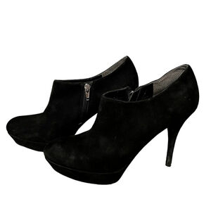 Marc Fisher Black Suede Platform Stiletto Heels Side Zip Booties Size 9.5